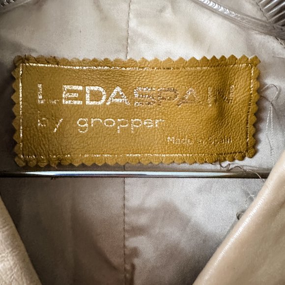 1970s VINTAGE LEDA SPAIN  by Groper LEATHER COAT - Picture 8 of 11